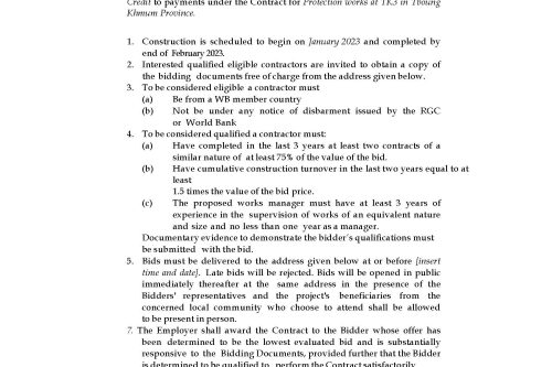 Inviation to bid protection works at TK3 Page 1