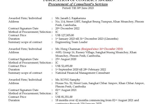 1 Summary Contract Award Consultant CASDP June 2023 Page 1