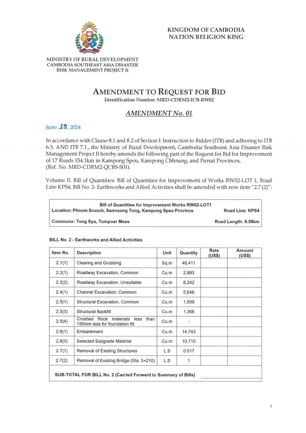Amendment No. 1 DRM2 RW02 as issued Page 1